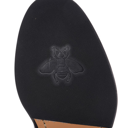 Gucci Calfskin Bee Star Embroidered Mens Captoe Derby Loafers 7 Black 8 of 10