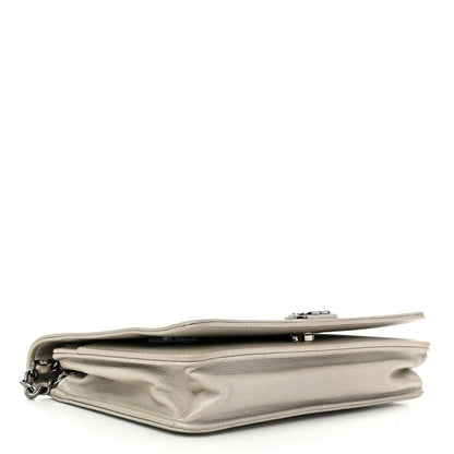 Chanel Metallic Caviar Quilted Boy Wallet On Chain WOC Silver 4 of 14