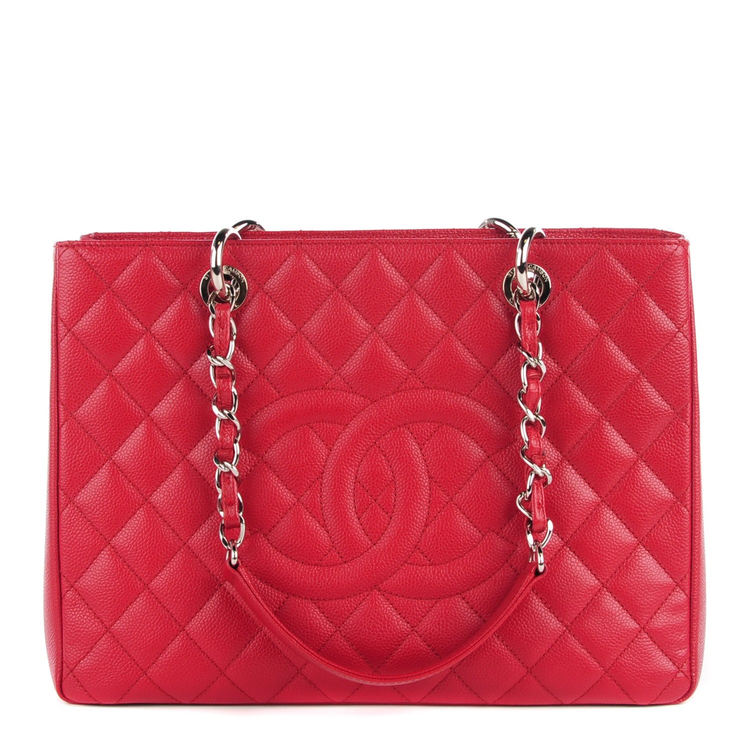 Chanel Caviar Quilted Grand Shopping Tote GST Red 1 of 8