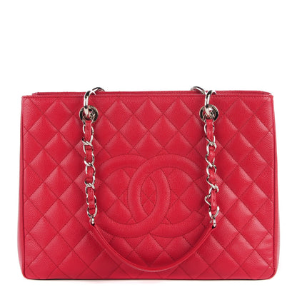 Chanel Caviar Quilted Grand Shopping Tote GST Red 1 of 8
