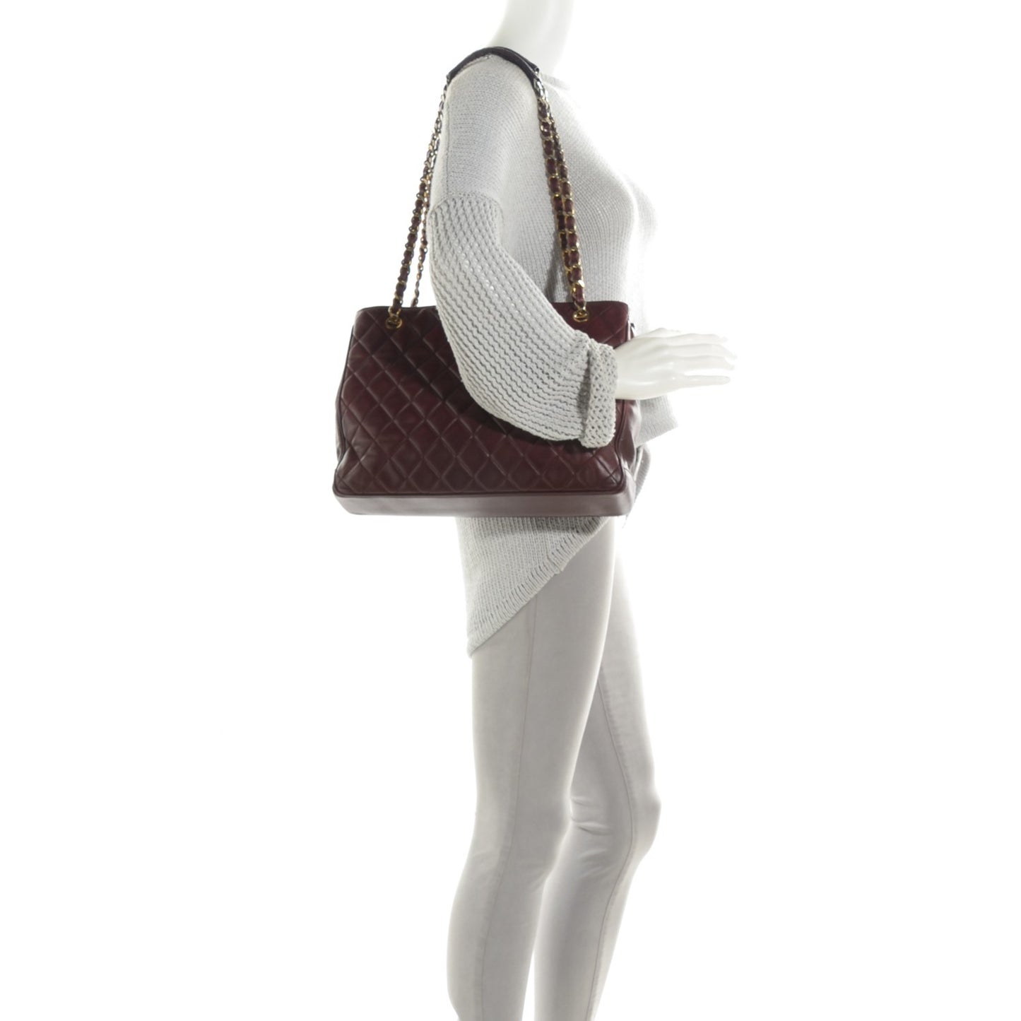 Lambskin Quilted Shoulder Bag Bordeaux