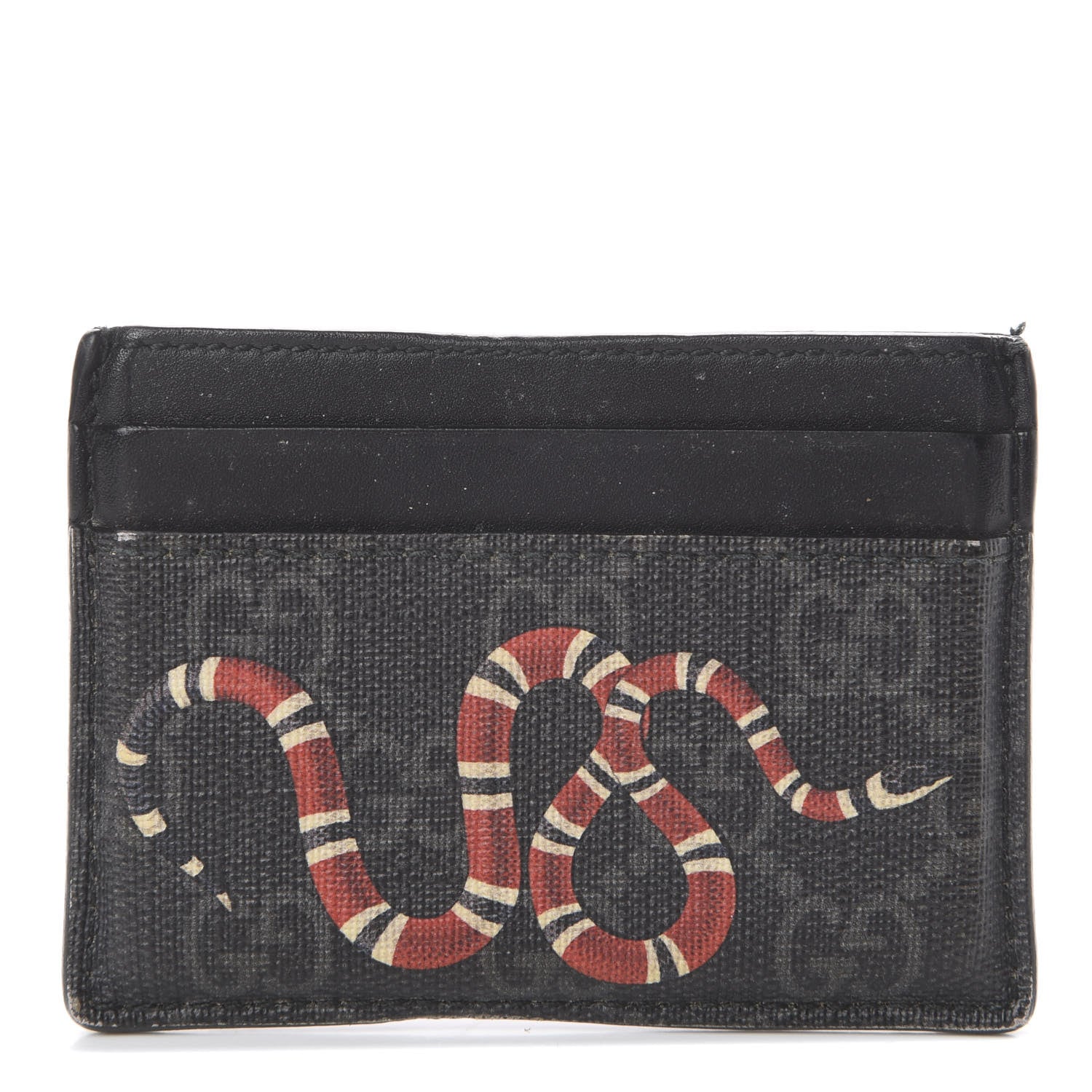 Gucci GG Supreme Monogram Kingsnake Card Holder Black Grey 1 of 5