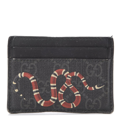 Gucci GG Supreme Monogram Kingsnake Card Holder Black Grey 1 of 5