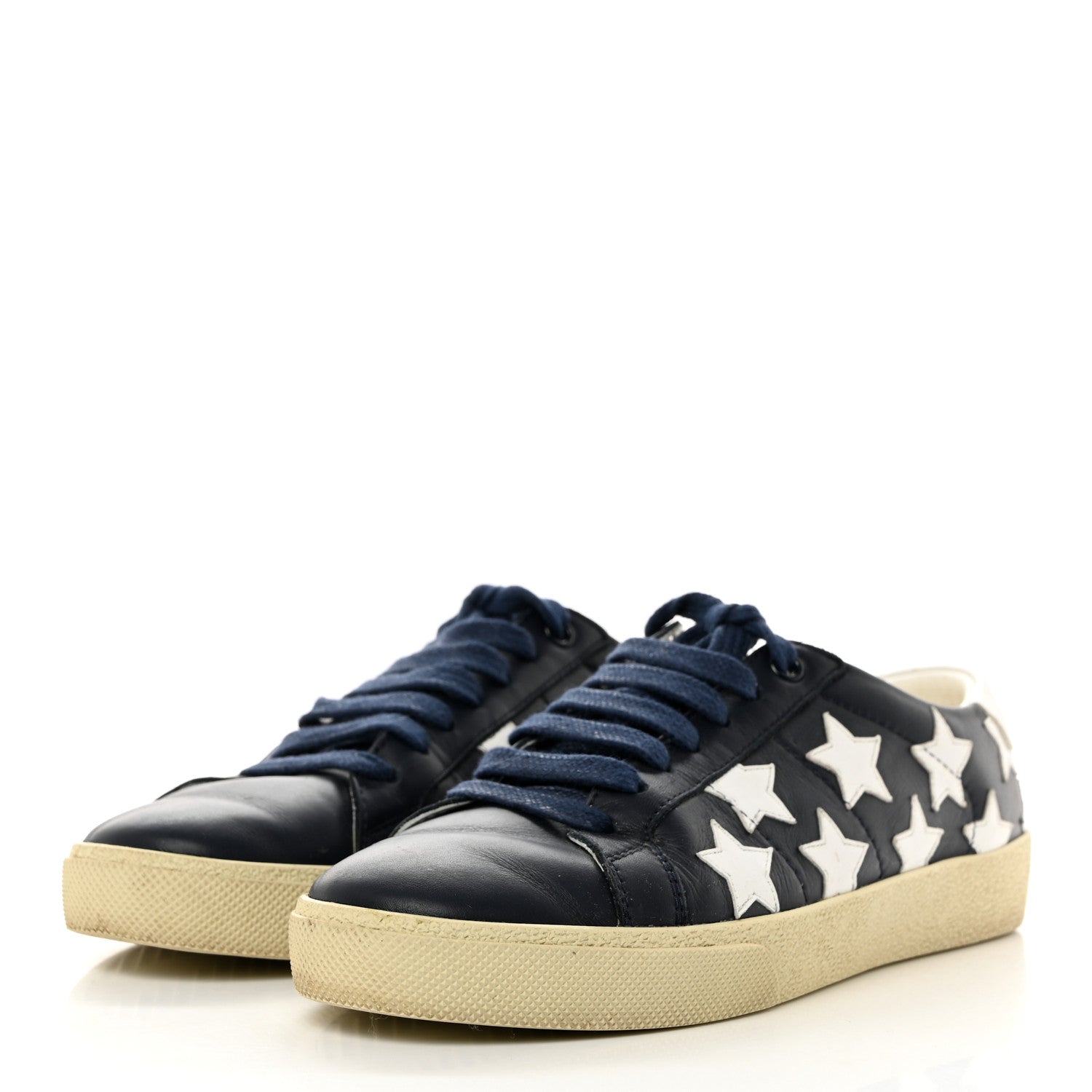 Saint Laurent Calfskin Star Court Sneakers 37 Navy White Optique 3 of 11