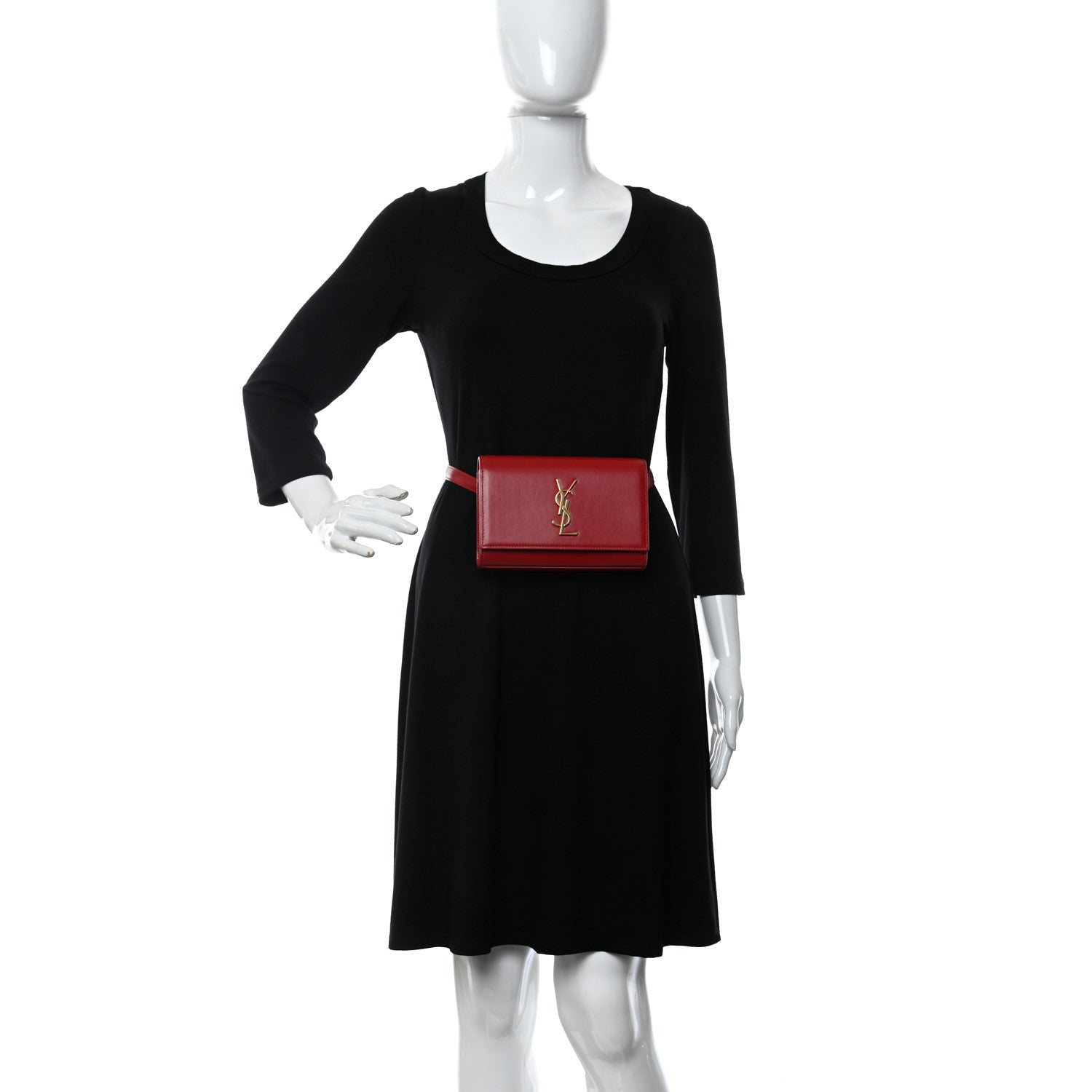 Saint Laurent Smooth Calfskin Monogram Kate Belt Bag Rouge Eros 2 of 10