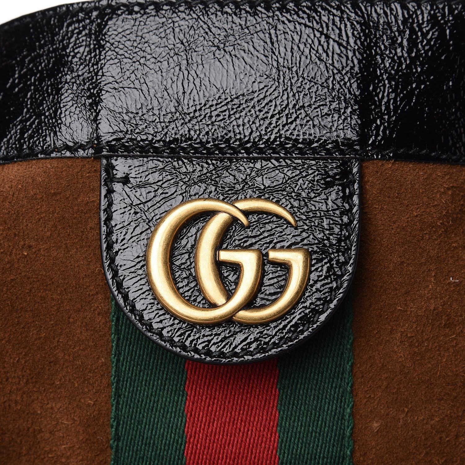 Gucci Suede Patent Web Large Ophidia Vertical Shopping Tote Nocciola Black 11 of 11