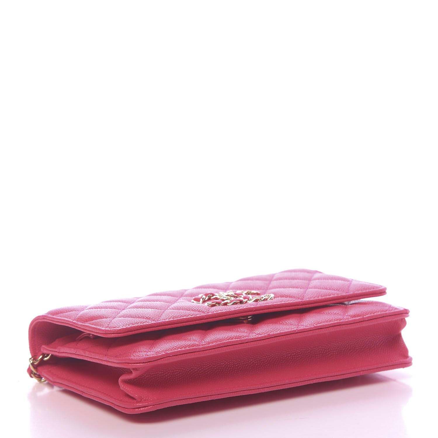 Chanel Caviar Quilted French New Wave Chain CC Wallet On Chain WOC Pink 4 of 12