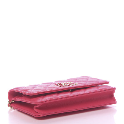 Chanel Caviar Quilted French New Wave Chain CC Wallet On Chain WOC Pink 4 of 12