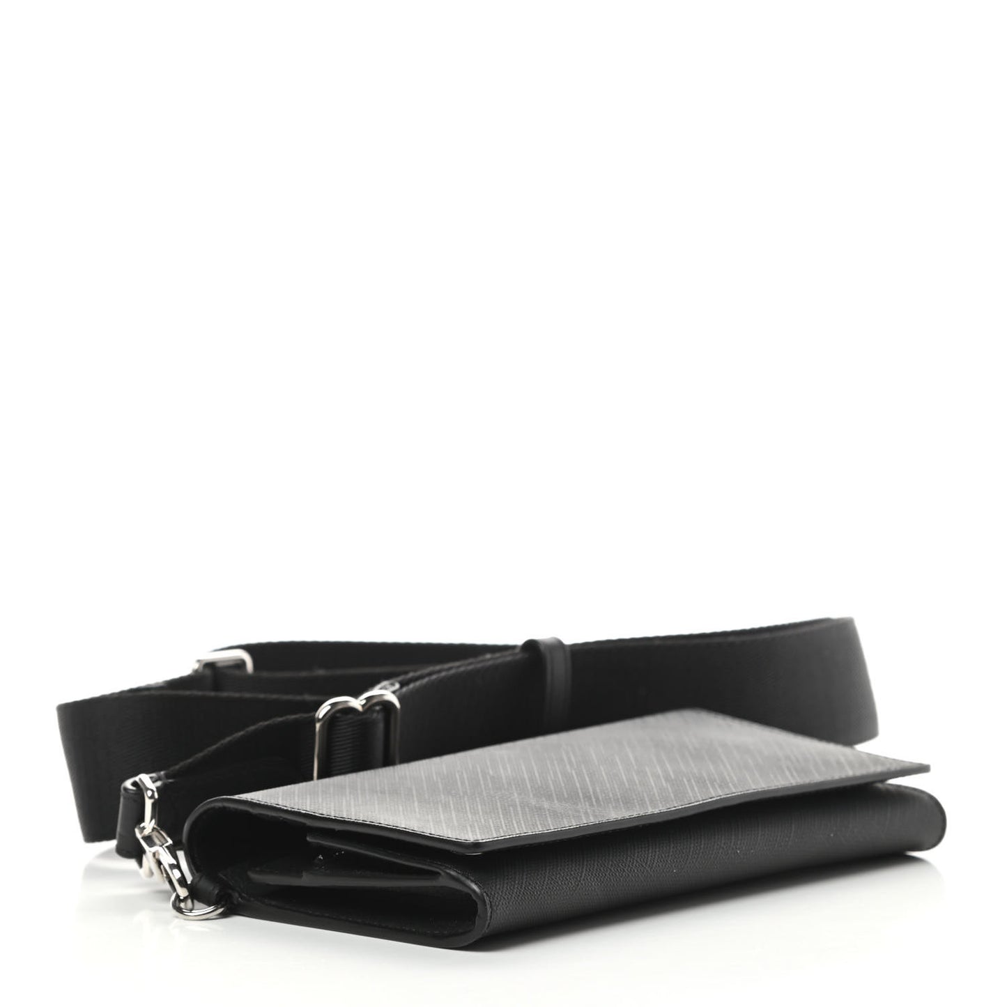 London Check Wallet with Detachable Strap Charcoal
