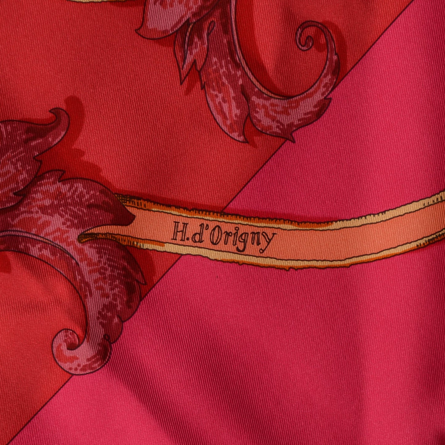 Silk L'Instruction Du Roy Scarf 90 Rose Indien Orange Gris