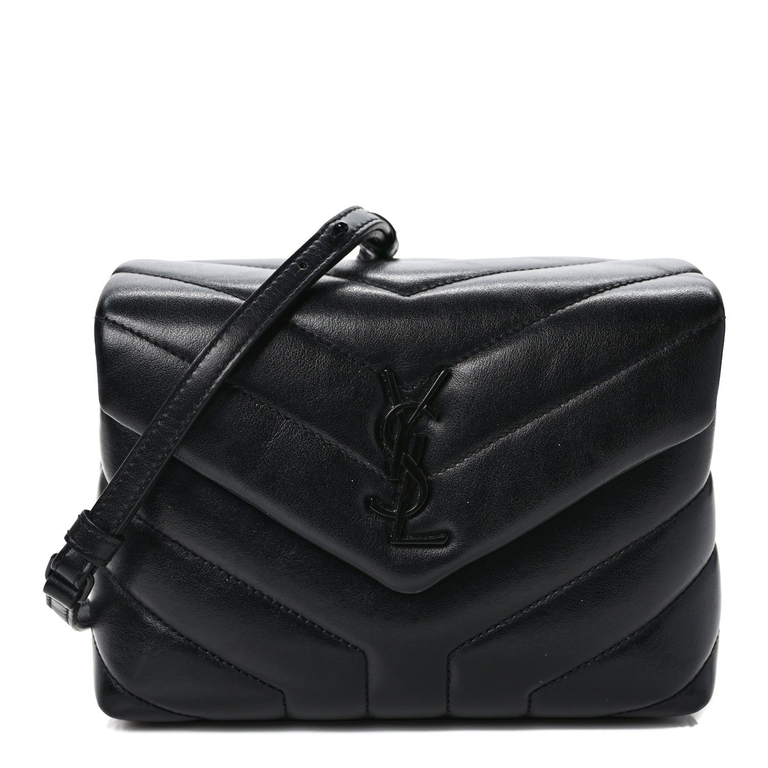 Saint Laurent Calfskin Y Quilted Monogram Monochrome Toy Loulou Crossbody Bag Black 1 of 10