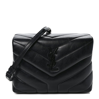 Saint Laurent Calfskin Y Quilted Monogram Monochrome Toy Loulou Crossbody Bag Black 1 of 10