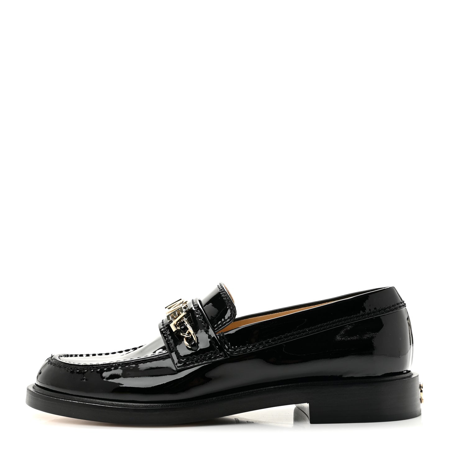 Patent Calfskin Logo Loafers 37 Black