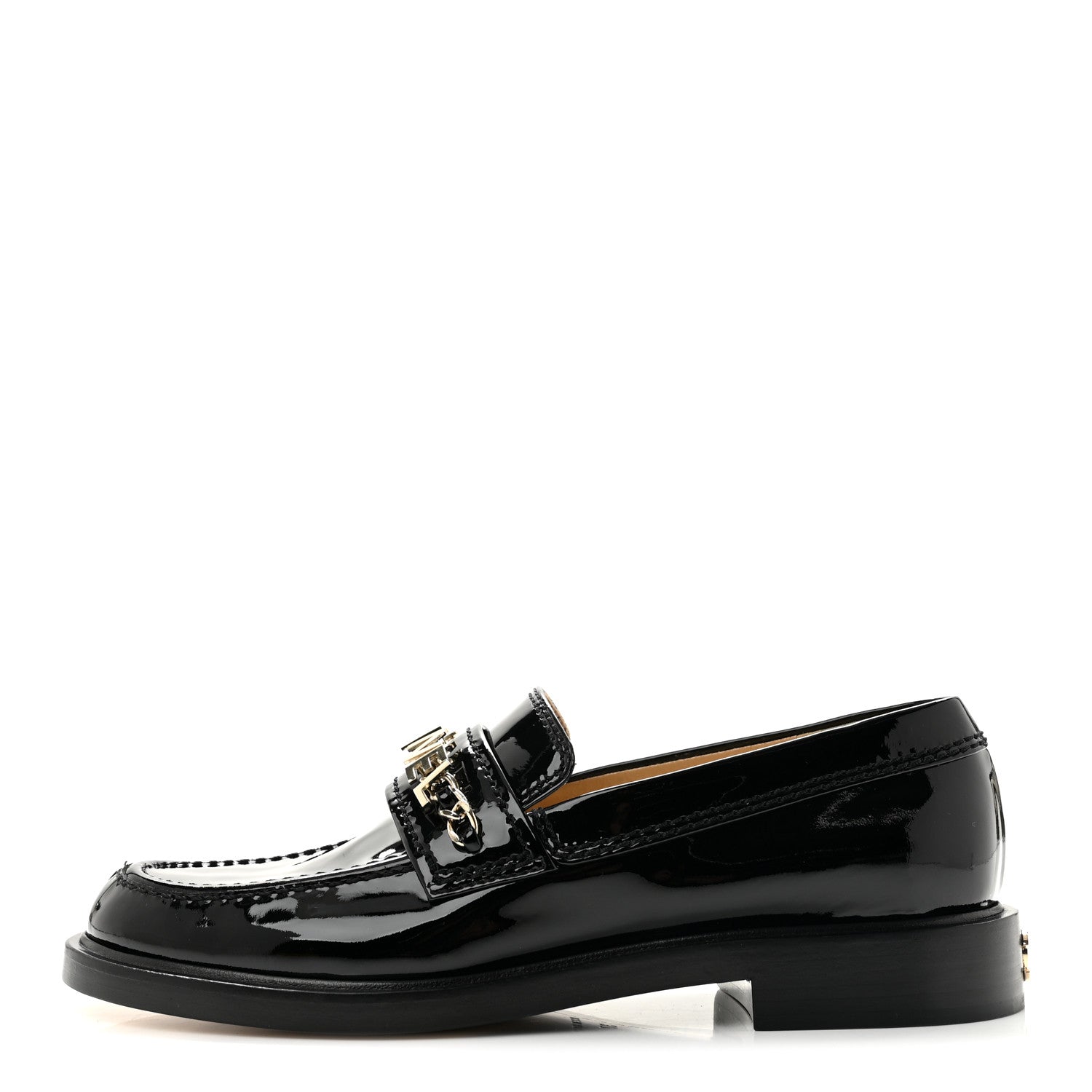 Chanel Patent Calfskin Logo Loafers 37 Black 1 of 10