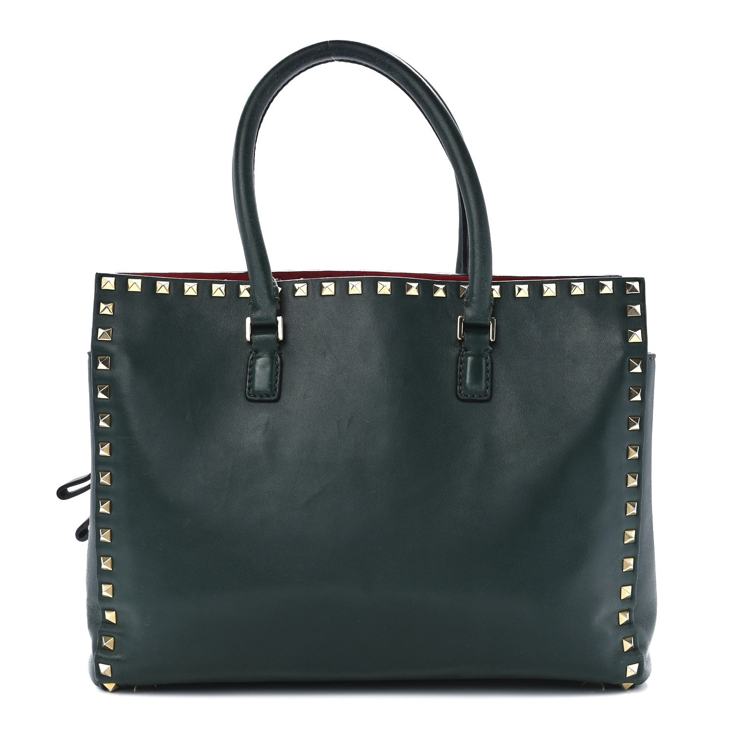 Valentino Garavani Vitello Small Rockstud Top Handle Tote Deep Green 1 of 15