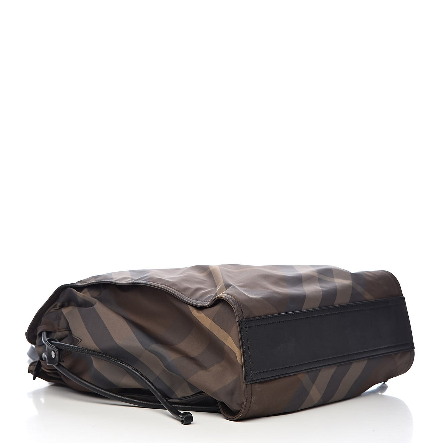 Nylon Check Small Buckleigh Packable Tote Brown