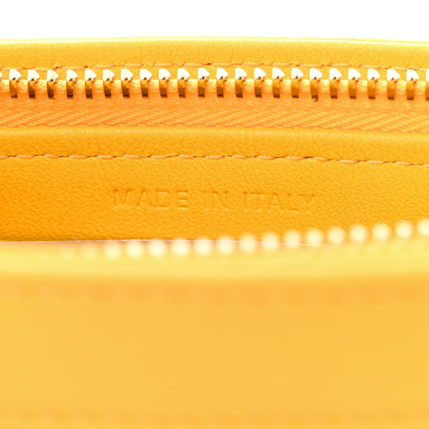 Calfskin Cannage Caro Zipped Pouch With Chain Sunny