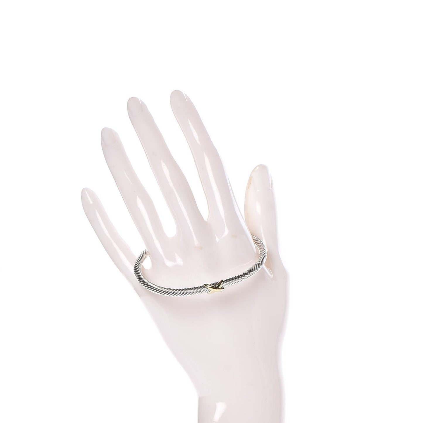 Sterling Silver 18K Yellow Gold 4mm X Station Cable Bracelet