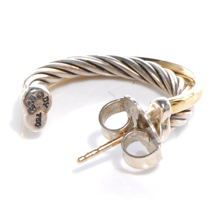 David Yurman Sterling Silver 18K Yellow Gold 23mm Crossover Cable Hoop Earrings 4 of 5
