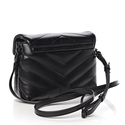 Saint Laurent Calfskin Y Quilted Monogram Toy Loulou Crossbody Bag Black 3 of 10