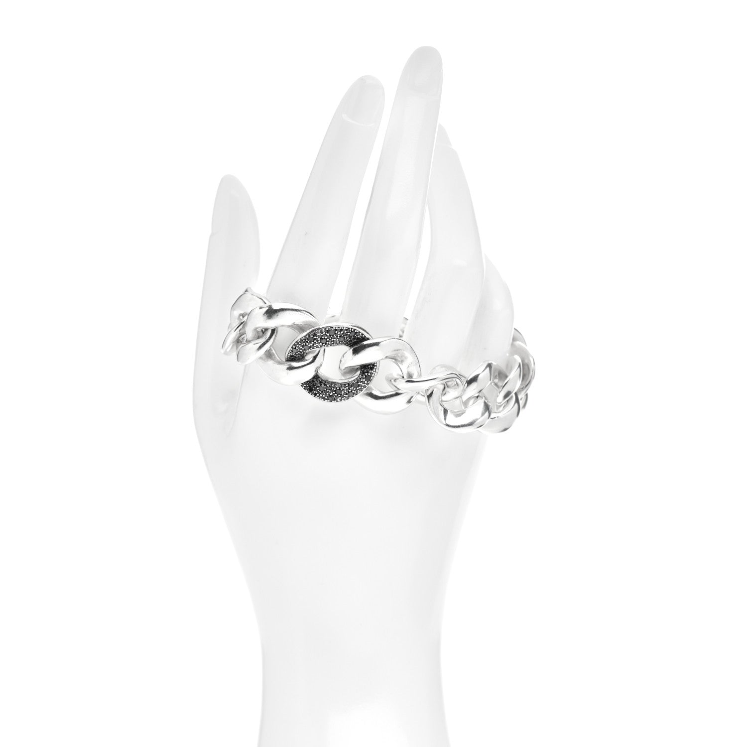 David Yurman Sterling Silver Black Diamond Large Cordelia Curb Link Bracelet 2 of 4