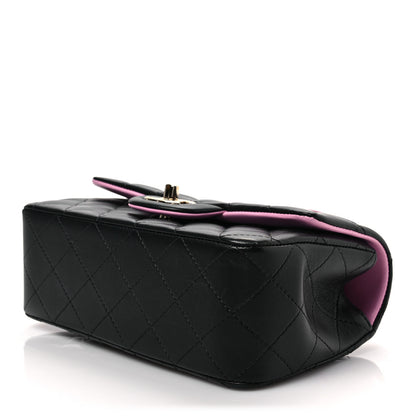 Chanel Lambskin Quilted Bi-Color Mini Top Handle Rectangular Flap Black Lilac 8 of 8