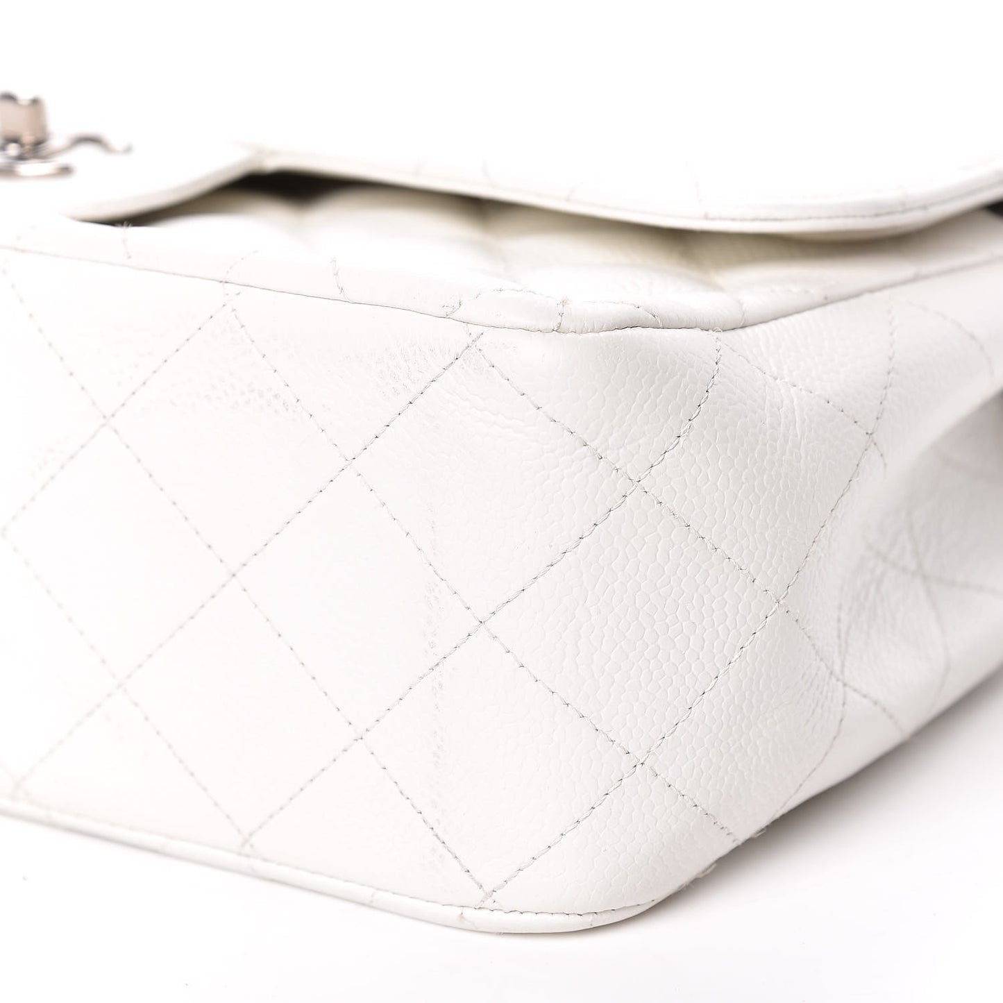 Caviar Quilted Jumbo Double Flap White