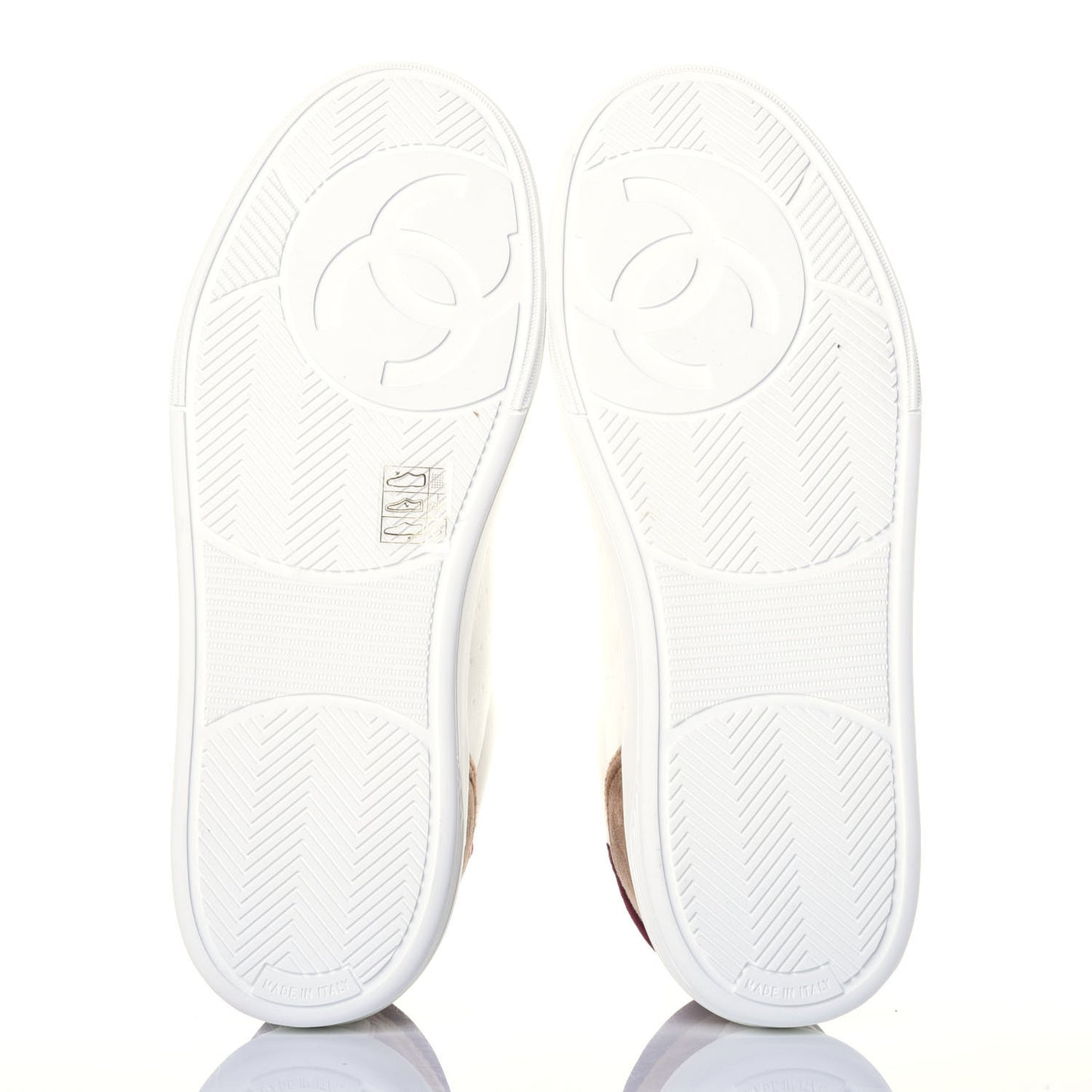 Calfskin Velvet Womens Logo Sneakers 38 White Beige Burgundy