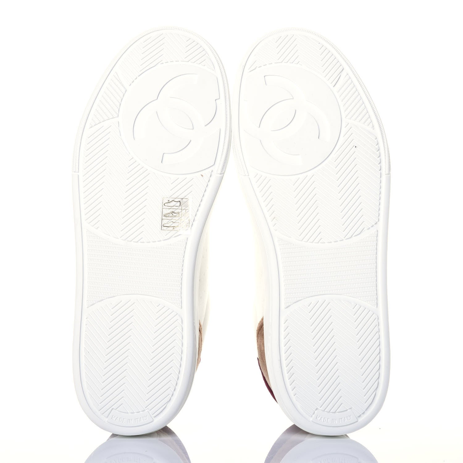 Chanel Calfskin Velvet Womens Logo Sneakers 38 White Beige Burgundy 6 of 10