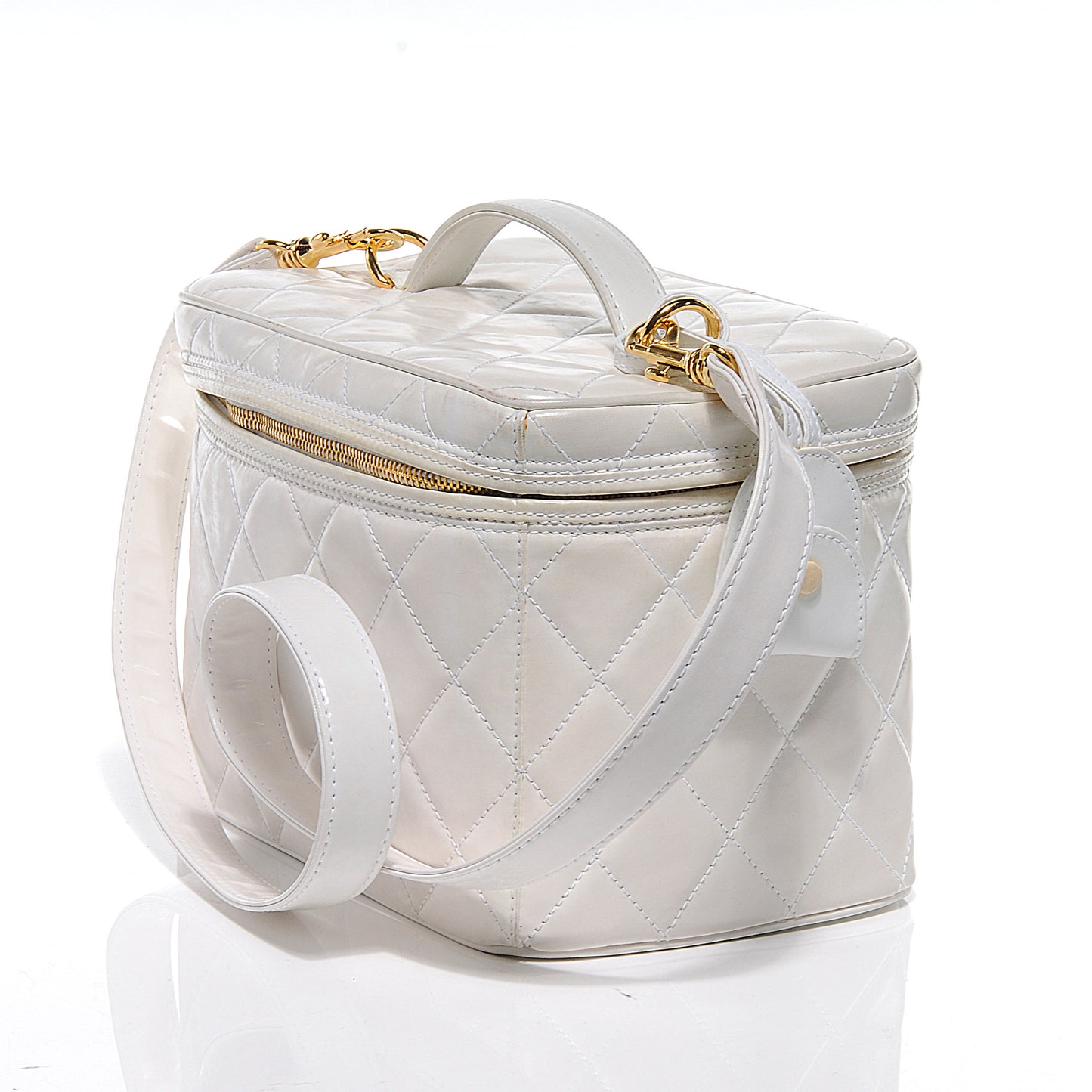 Quilted Leather CC Vanity Cosmetic Case White