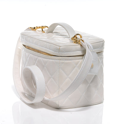 Chanel Quilted Leather CC Vanity Cosmetic Case White 3 of 8