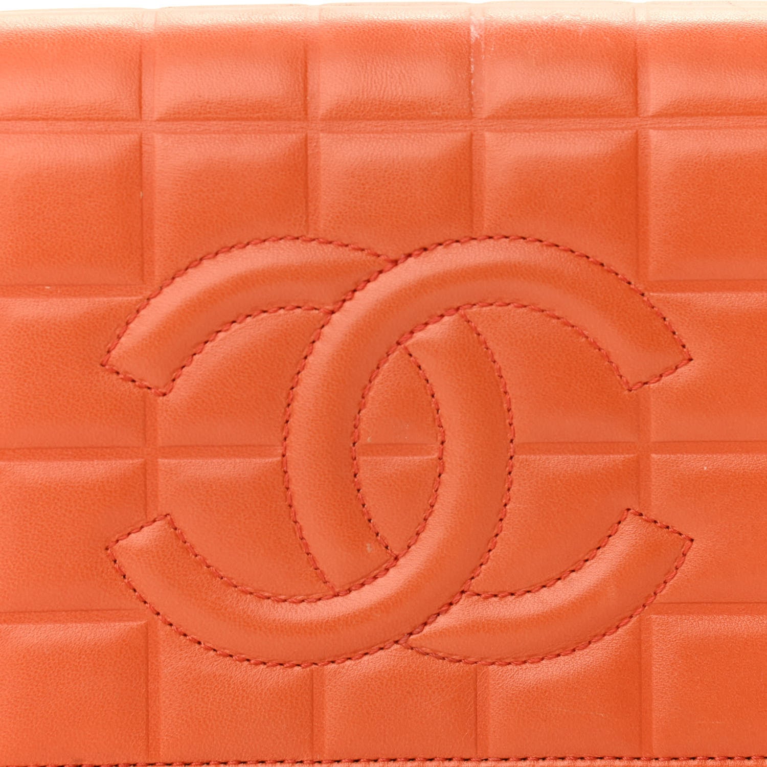Chanel Lambskin Quilted CC Chocolate Bar Flap Orange 8 of 13