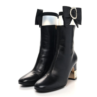 Gucci Nappa Removable Bow Candy Ankle Boots 37.5 Black 3 of 7