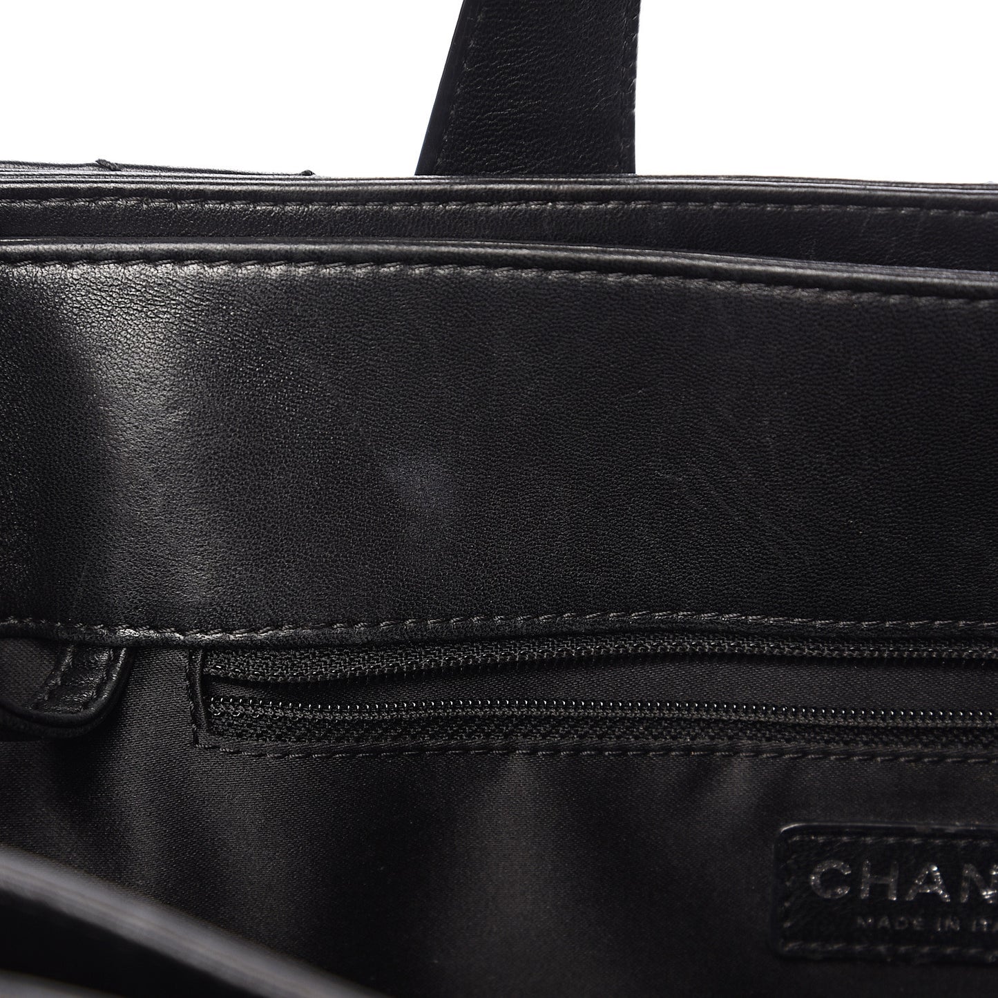 Lambskin Quilted Large Easy Carry Shopping Tote Black