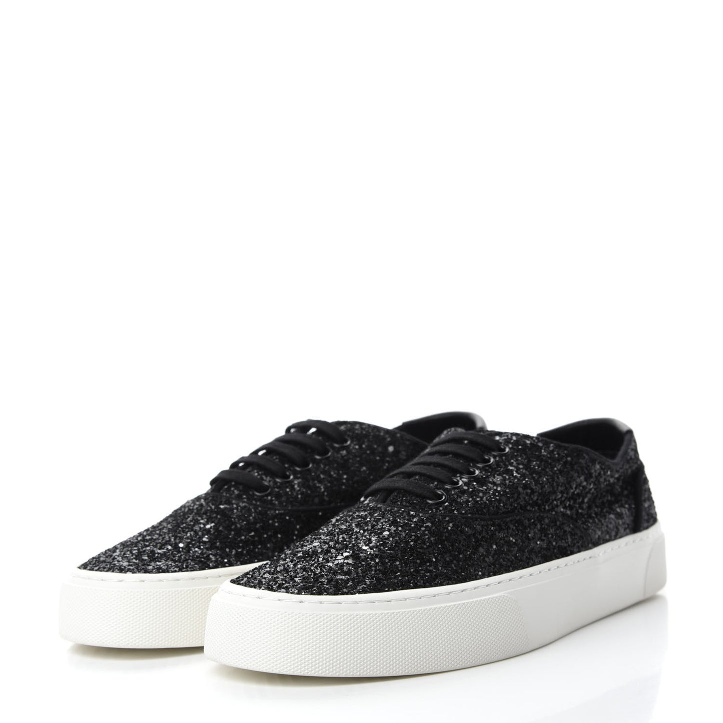 Calfskin Crystal Glitter Venice Low Top Sneakers 39.5 Black