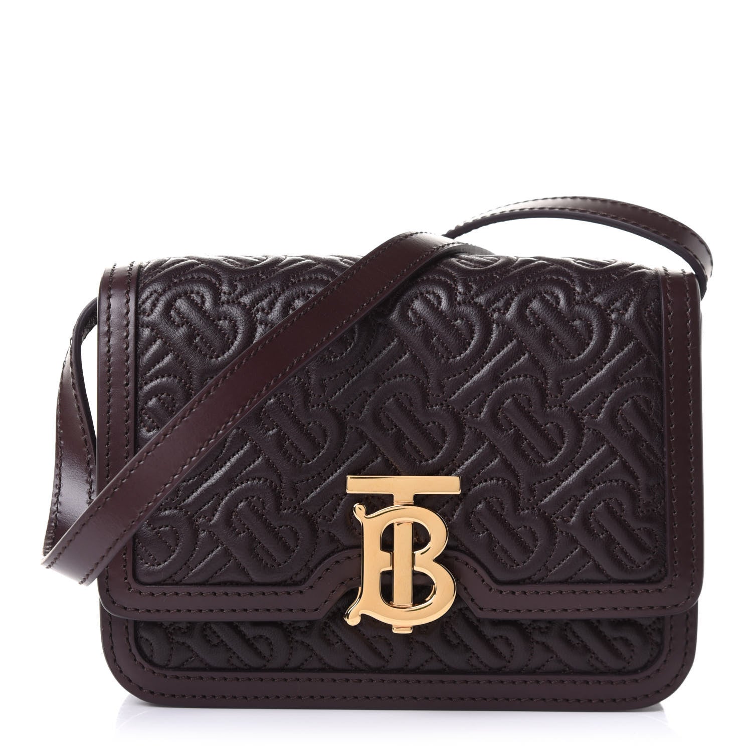 Burberry Calfskin Monogram Embossed Mini TB Bag Oxblood 1 of 10