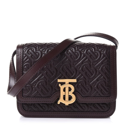 Burberry Calfskin Monogram Embossed Mini TB Bag Oxblood 1 of 10