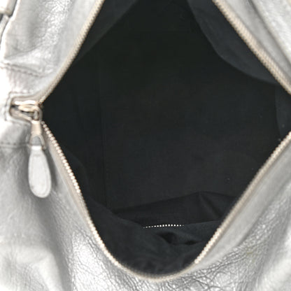 Balenciaga Metallic Agneau Giant 12 Silver Hardware Traveler Convertible Backpack Gris Aluminum 9 of 12
