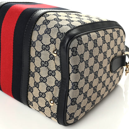 Gucci Monogram Selleria Calfskin Vintage Web Medium Boston Beige Blue 10 of 10