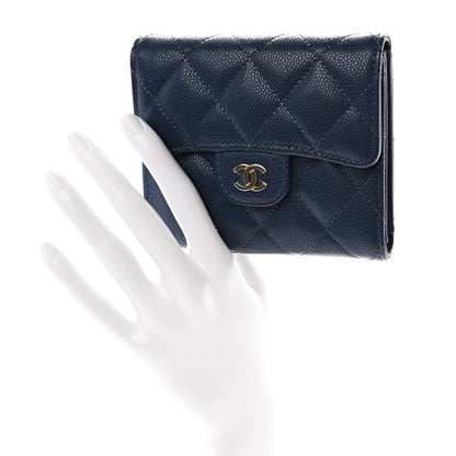 Chanel Caviar Quilted Compact Flap Wallet Navy 2 of 9