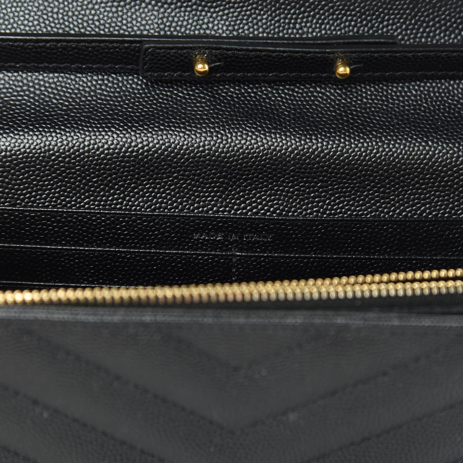 Saint Laurent Grain De Poudre Matelasse Chevron Monogram Chain Wallet Black 7 of 12