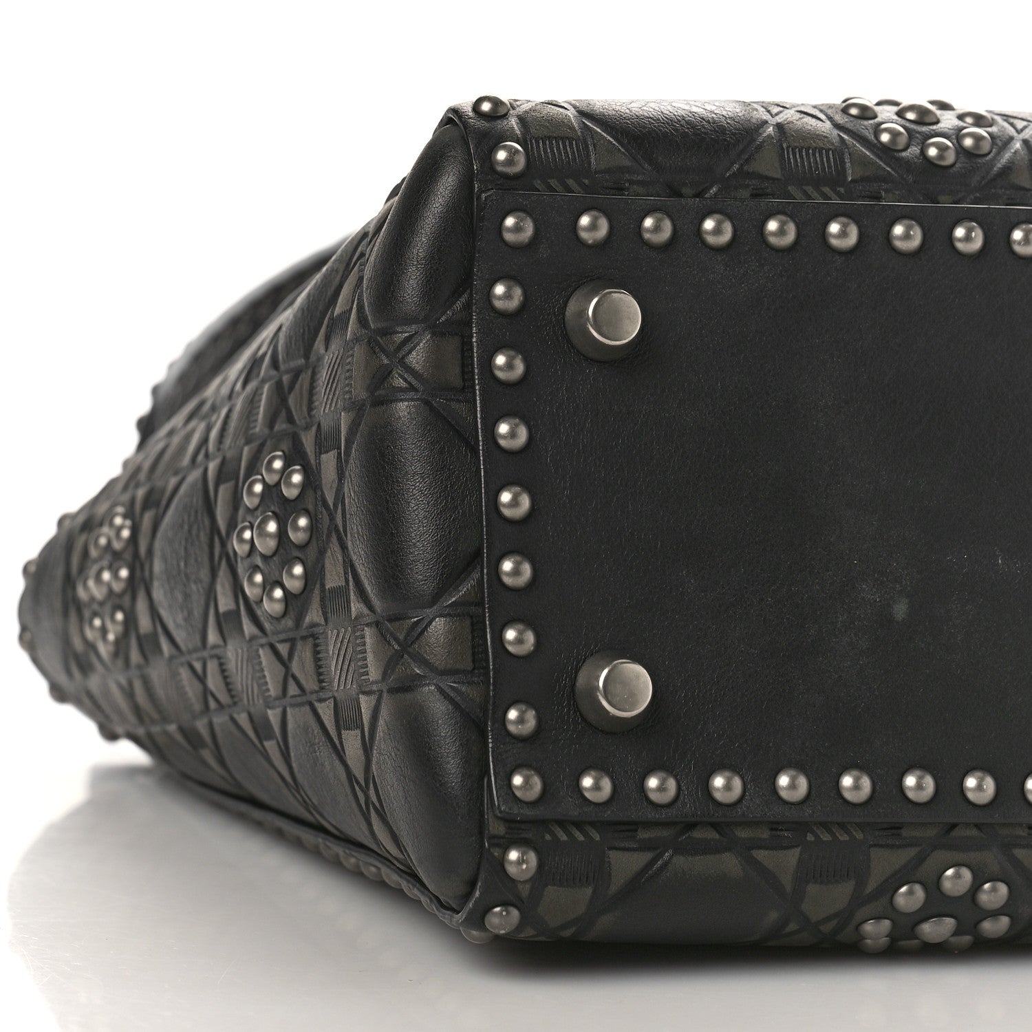 Christian Dior Calfskin Studded Flower Medium Lady Dior Black 7 of 8