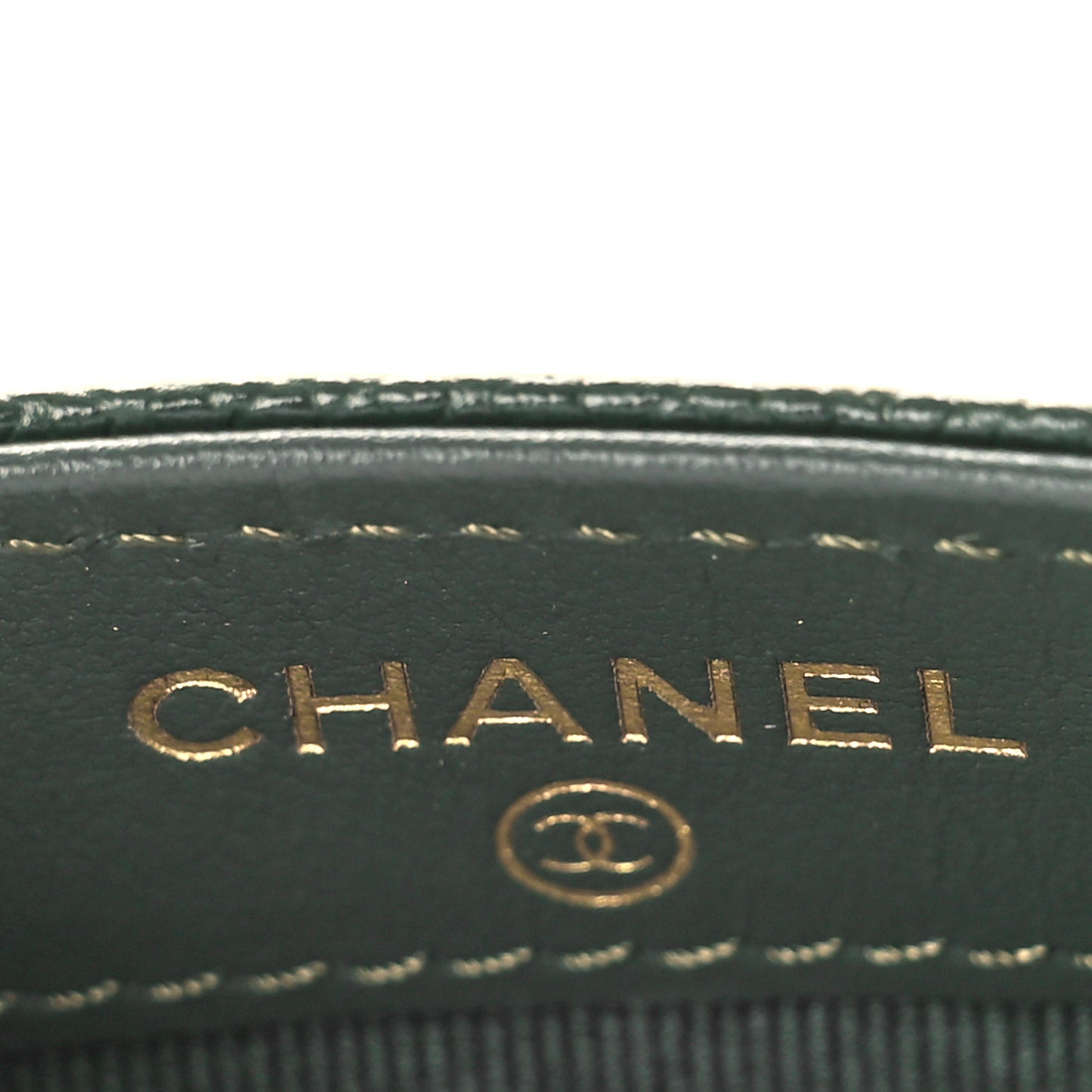 Caviar Quilted Chain CC Card Holder Khaki