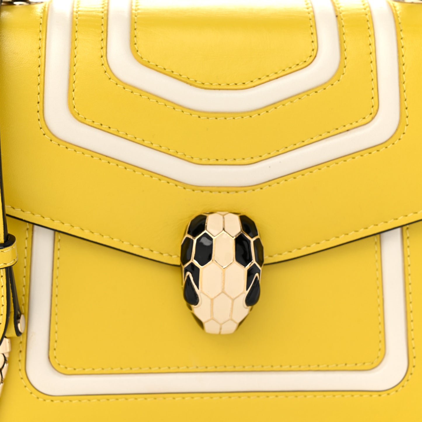 Calfskin Serpenti Forever Top Handle Yellow White