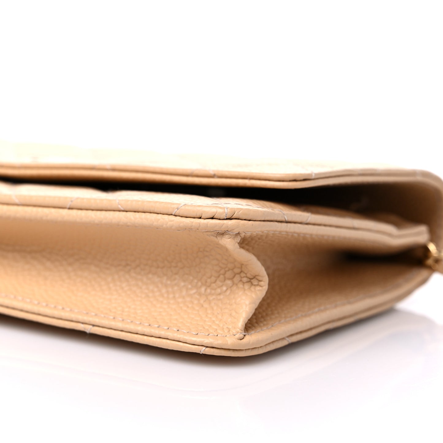 Caviar Quilted Wallet On Chain WOC Beige