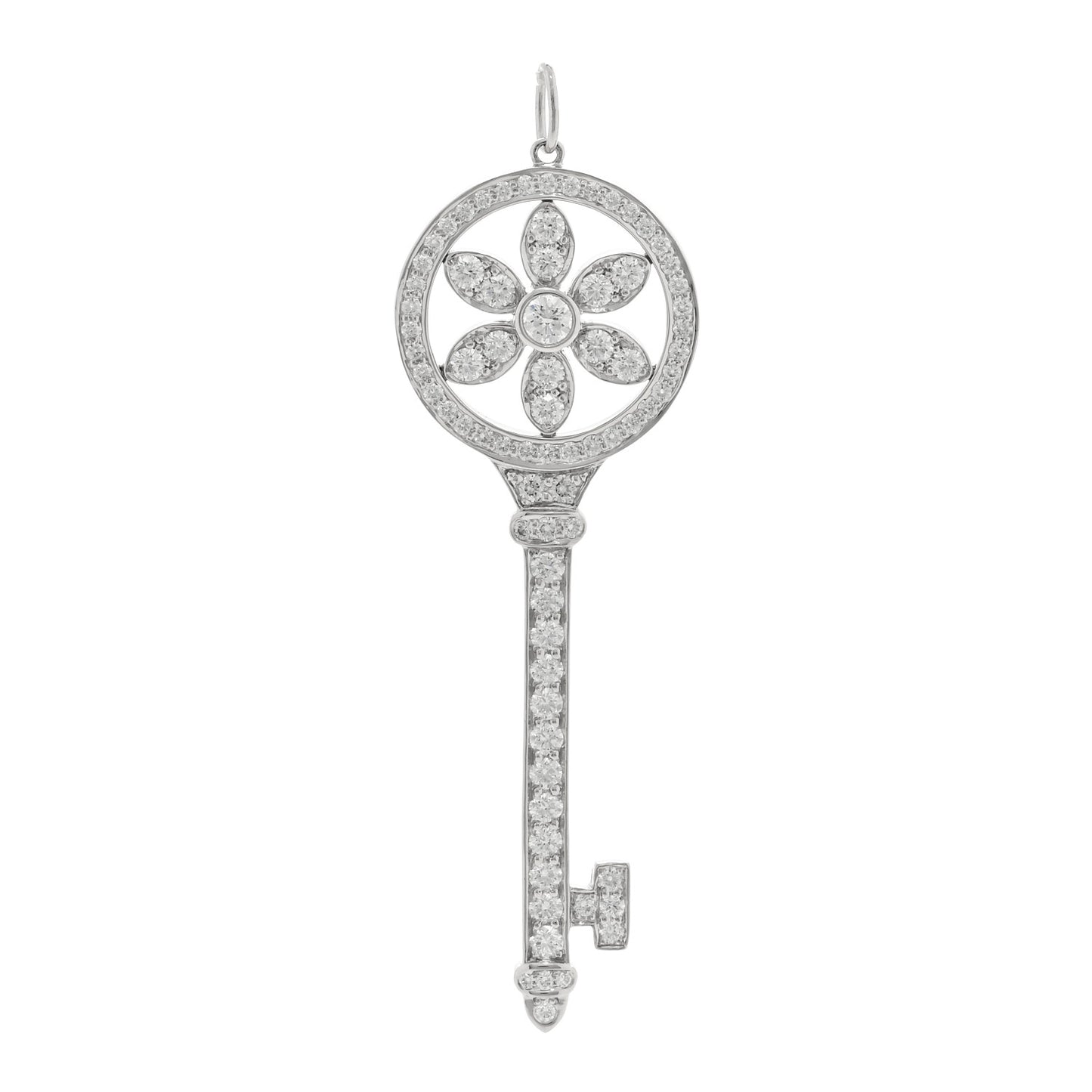 Platinum Diamond Daisy Key Pendant Necklace
