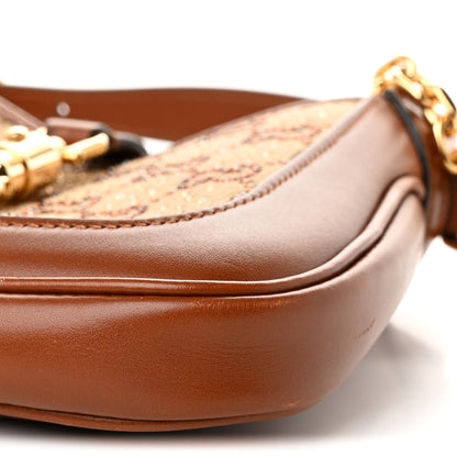 Gucci New Canvas Charisma Calfskin Crystal GG Monogram Mini Jackie 1961 Hobo Camel Ebony 10 of 10
