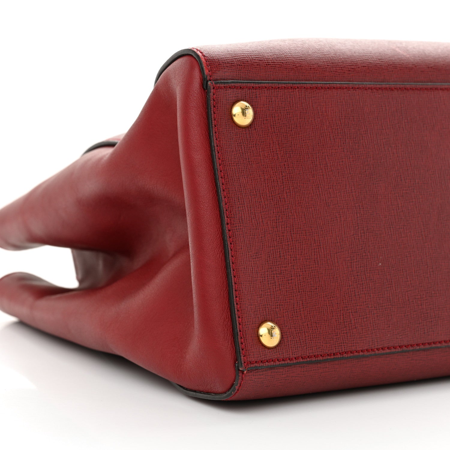 Fendi Vitello Elite Regular 2Jours Tote Rosso Scuro Ciliegia 9 of 13