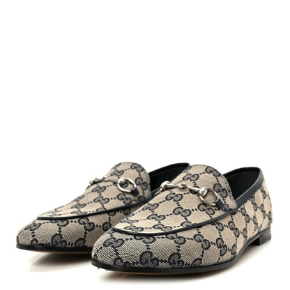 Gucci Monogram Malaga Kid Horsebit Womens Jordaan Loafers 38.5 Beige Blue 4 of 10