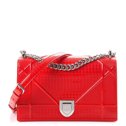 Christian Dior Patent Micro-Cannage Medium Diorama Flap Bag Red 1 of 8